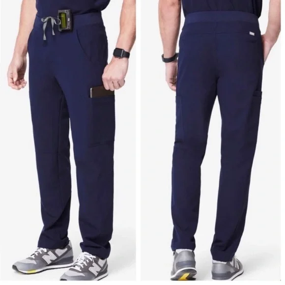 New FIGS men’s Axim Scrubs Pants Drawstring 7 pockets cargo Large Navy Blue - Picture 3 of 14